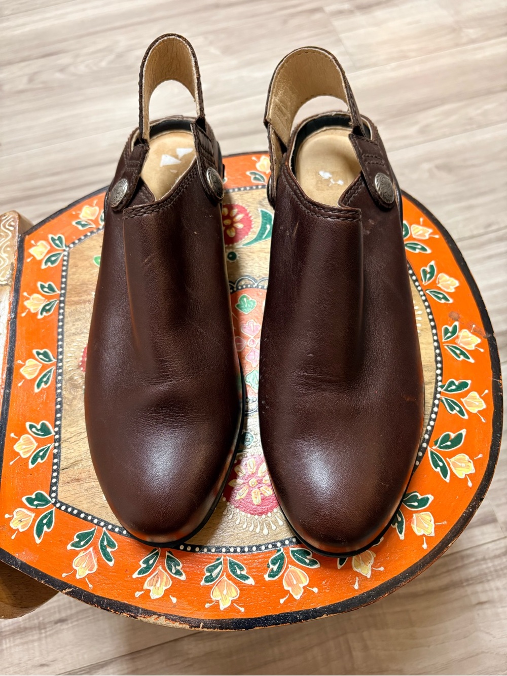 Ariat  Brown Leather Slip-On Clog Boots